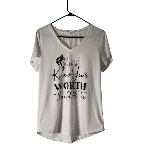 Cricut Tops - A Beauty So Rare Women’s White Graphic T-Shirt Size XL Know Your Worth Casual